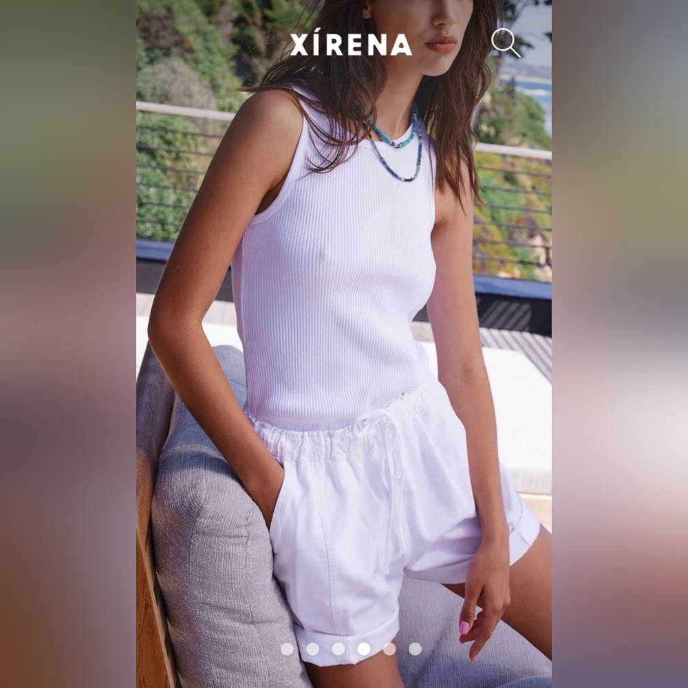 Xirena Wyatt White Shorts NWOT Size S made USA 100% Cotton Pockets Elastic Waist